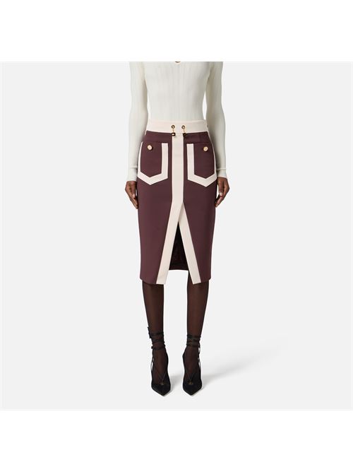 Gonna color-block in doppio crêpe stretch ELISABETTA FRANCHI | GOT0156E2.EH8